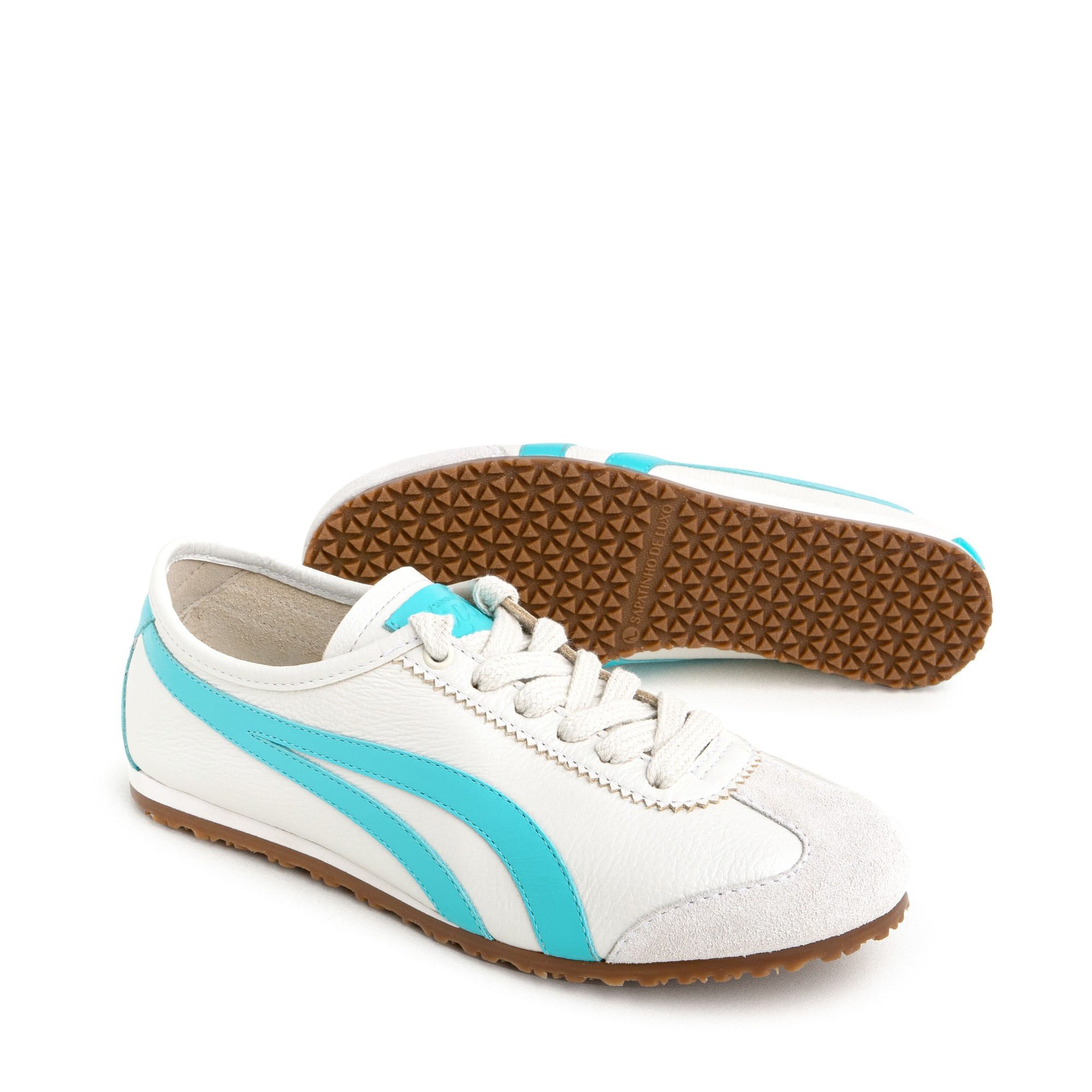 Tênis Flat em Couro Off White Tiras laterais Tifany e Sola Baixa KANSAI_6 Off White/Azul 3