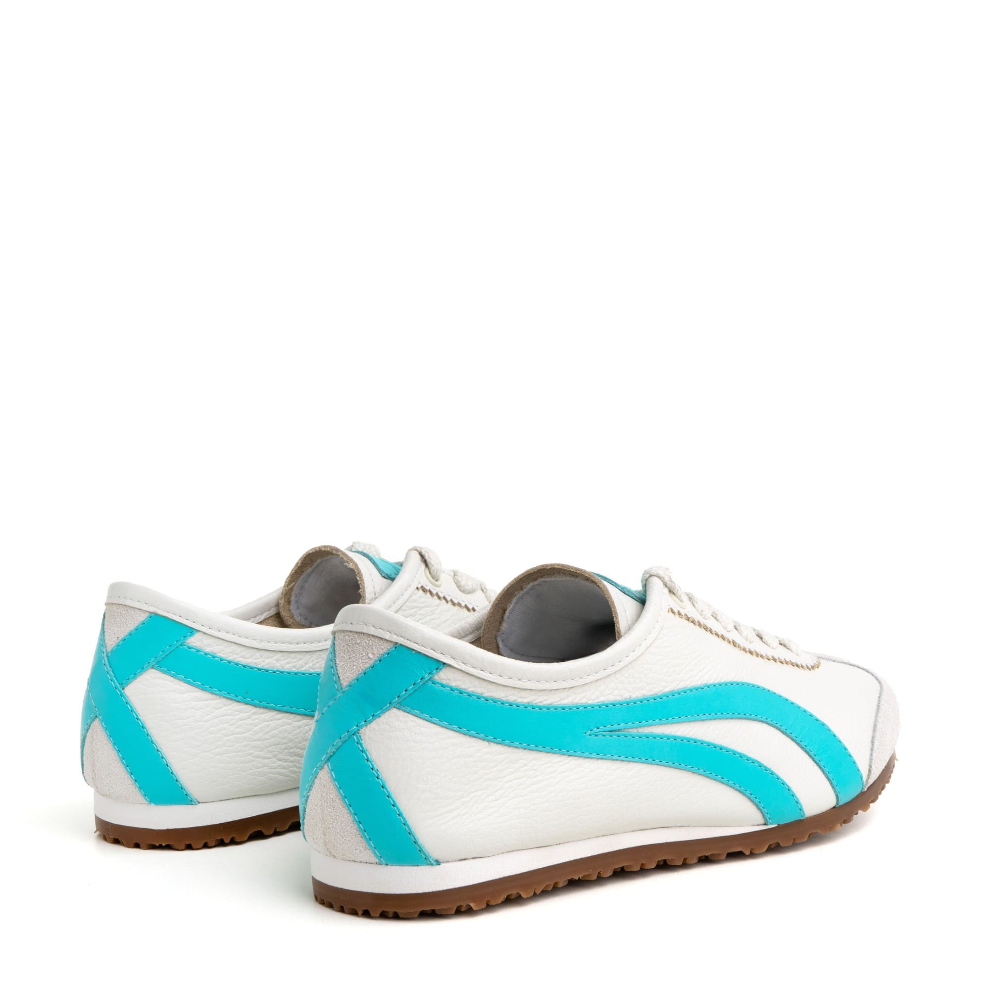 Tênis Flat em Couro Off White Tiras laterais Tifany e Sola Baixa KANSAI_6 Off White/Azul 5