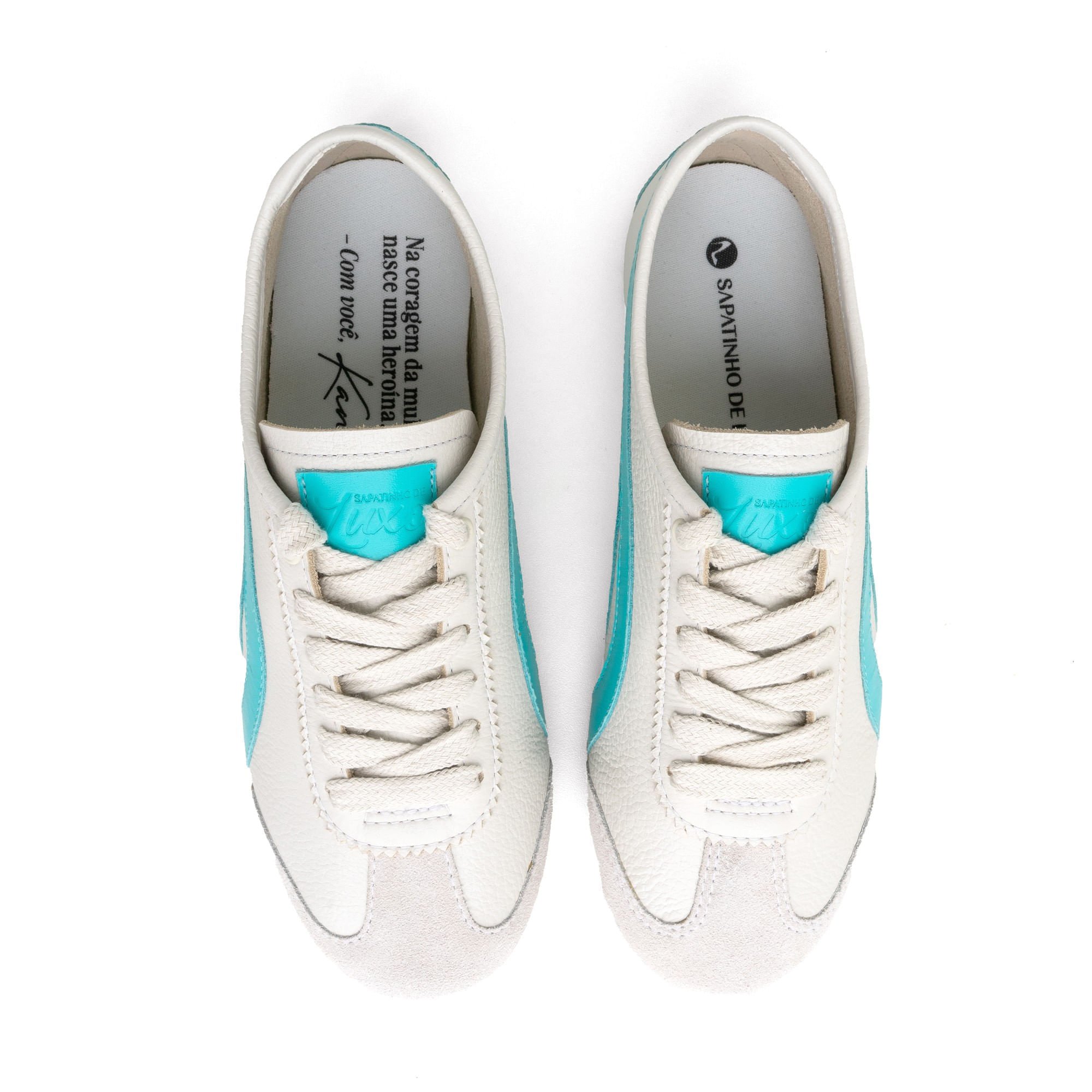 Tênis Flat em Couro Off White Tiras laterais Tifany e Sola Baixa KANSAI_6 Off White/Azul 6