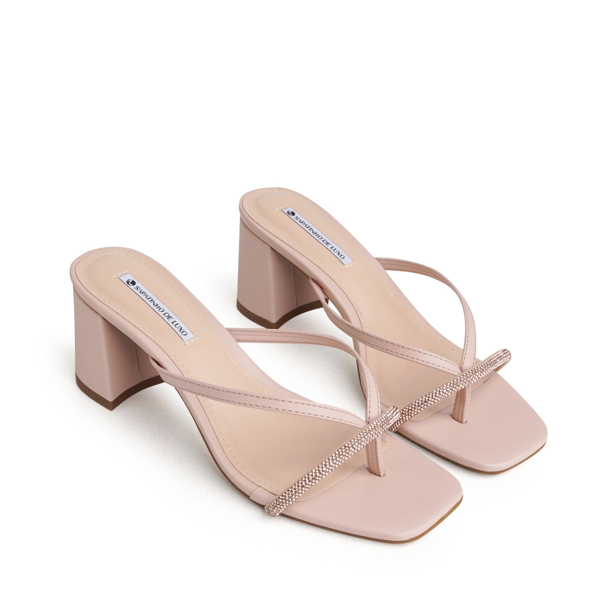 Tamanco Nude Baby Salto Bloco Médio Tira Dedo Strass Brilho 3060.58_8 Nude 1