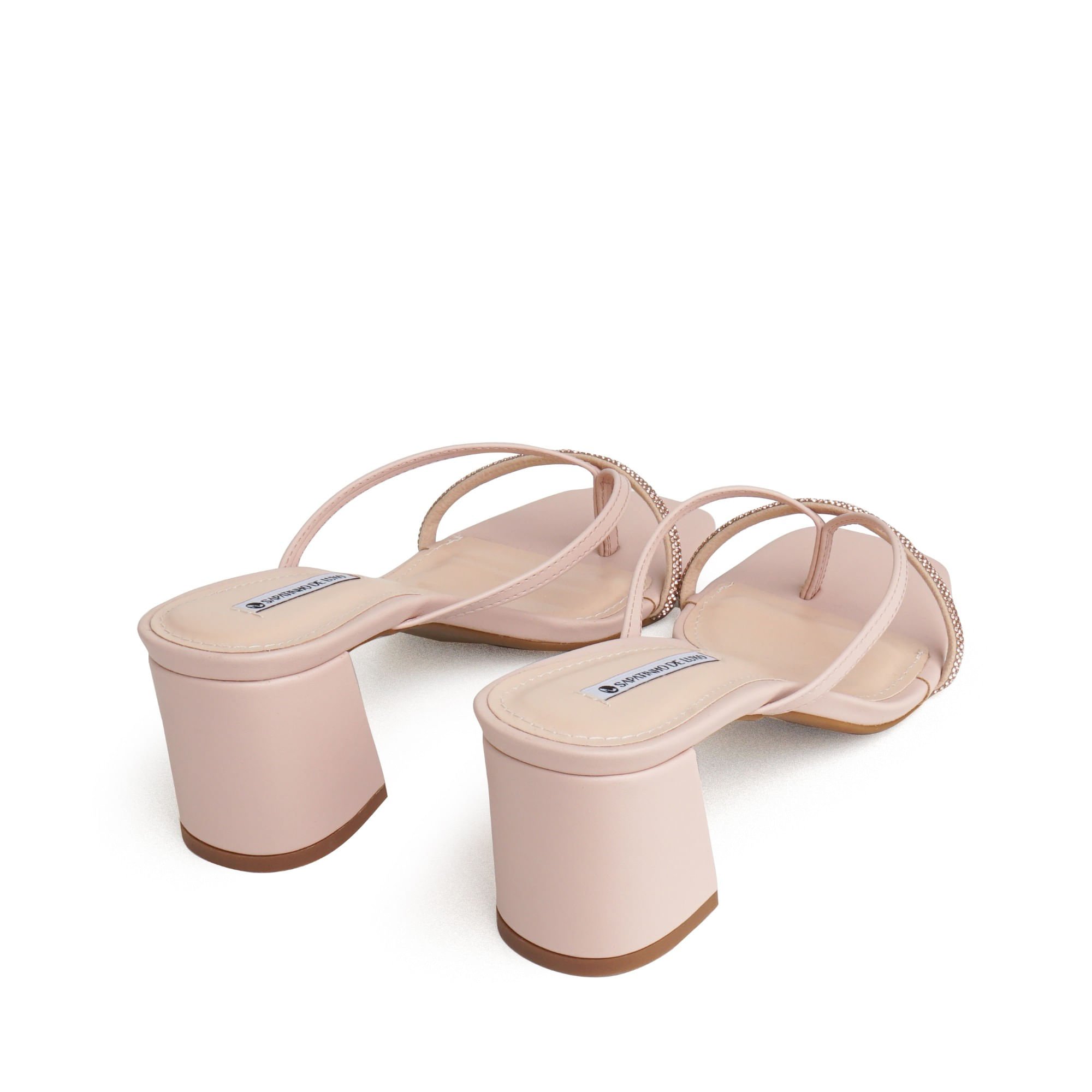 Tamanco Nude Baby Salto Bloco Médio Tira Dedo Strass Brilho 3060.58_8 Nude 4