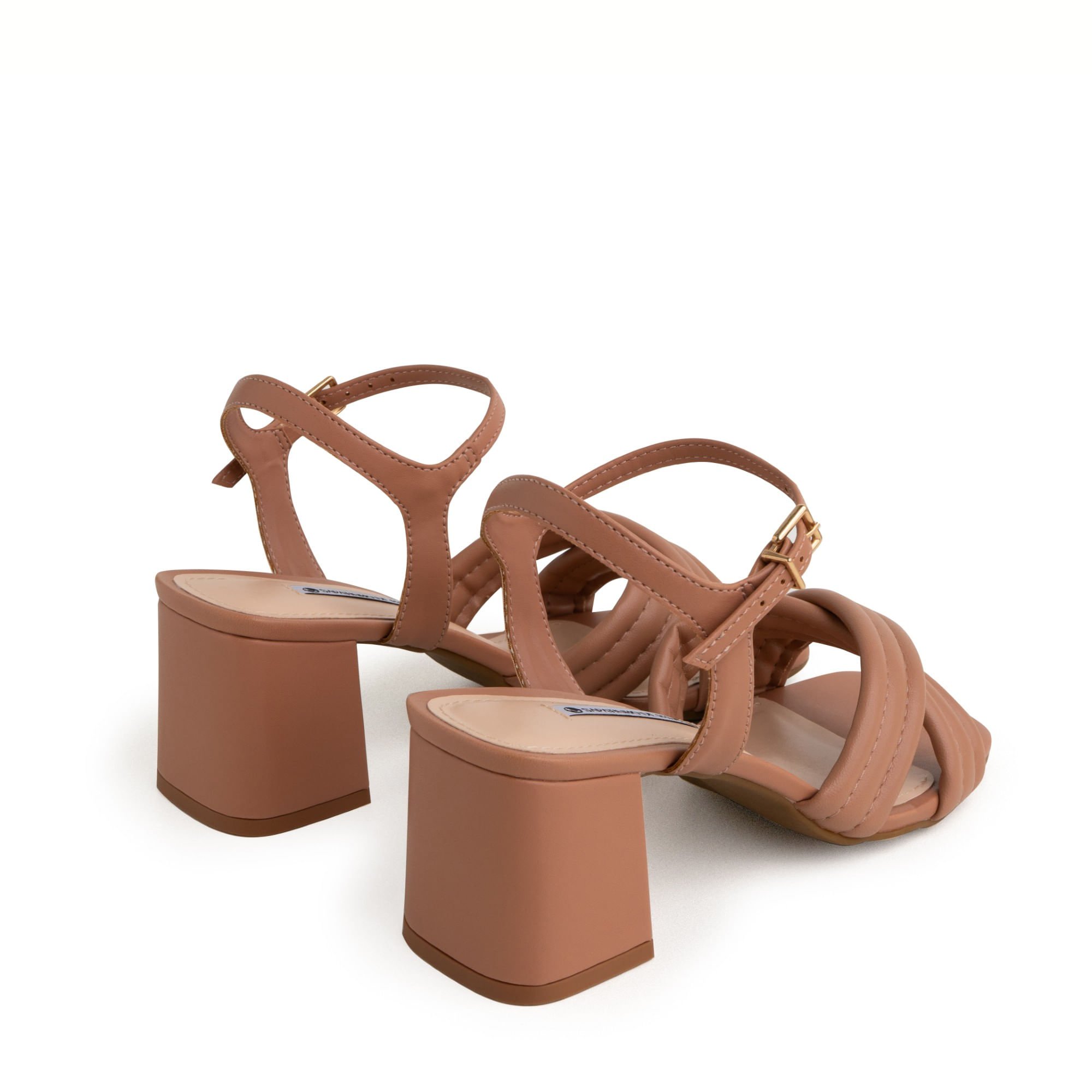 Sandália Nude Mocha Tiras Acolchoadas Salto Bloco e Fivela Ouro 9540.18_1 Nude Mocha 4