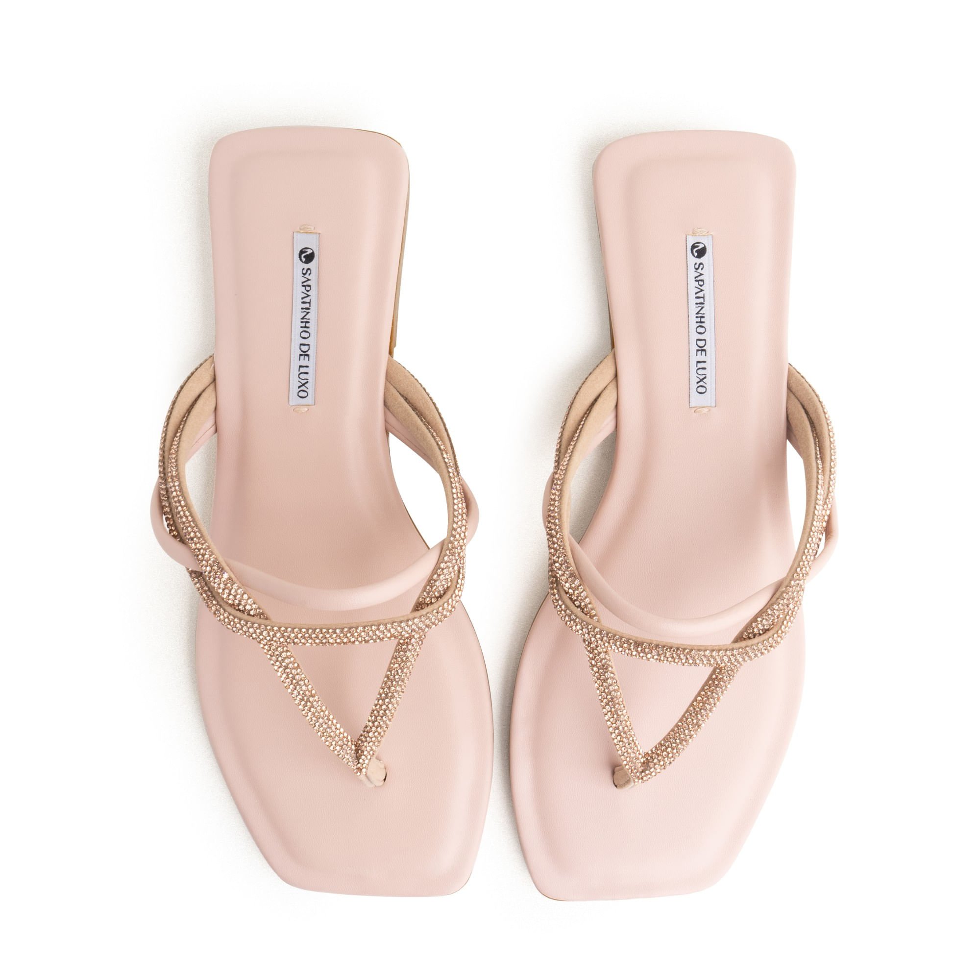 Rasteira Nude Baby com Tiras Duplas e Strass 1380.313_3 Nude Baby 5