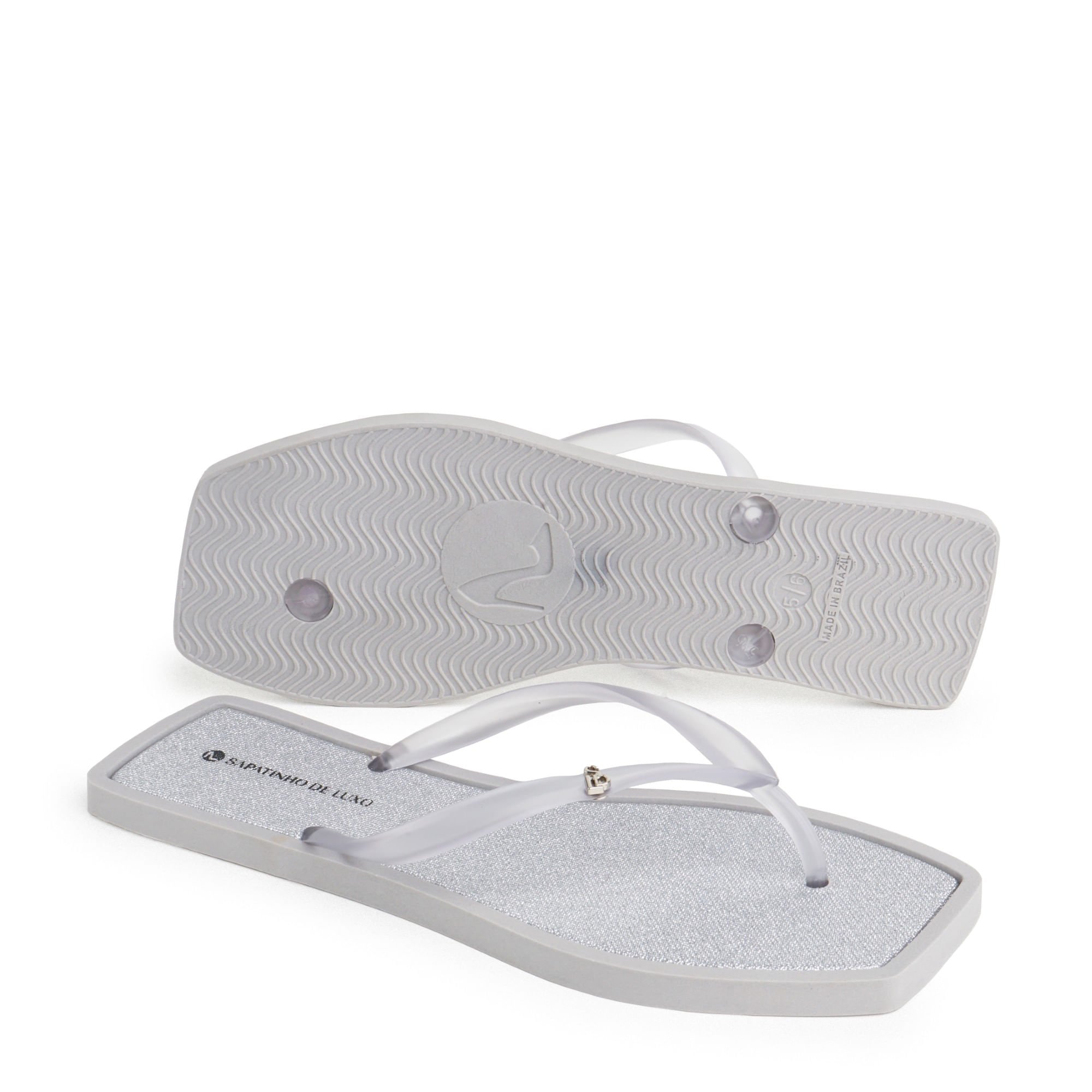 Rasteira POP Prata com Glitter POPGLAM_9 Branco 2