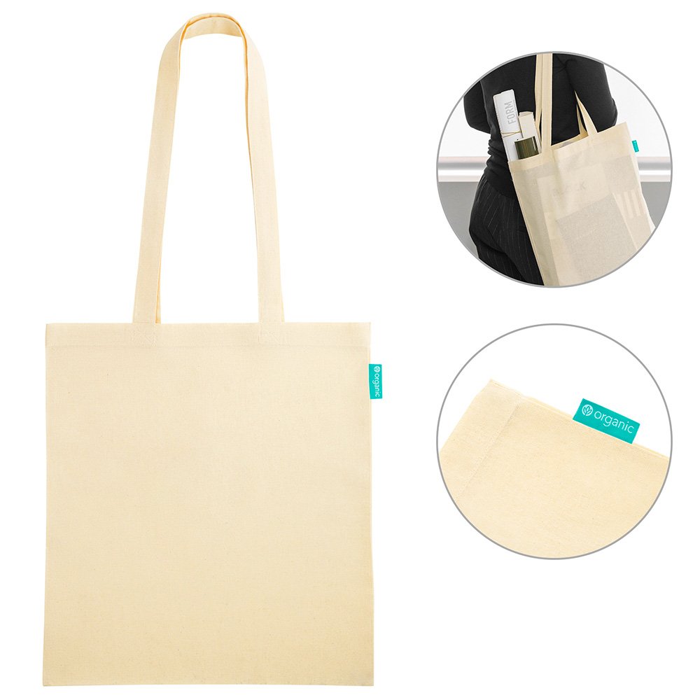 Sacola Ecobag em Algodao Organico 37x41cm Marbela TopGet Bege 5