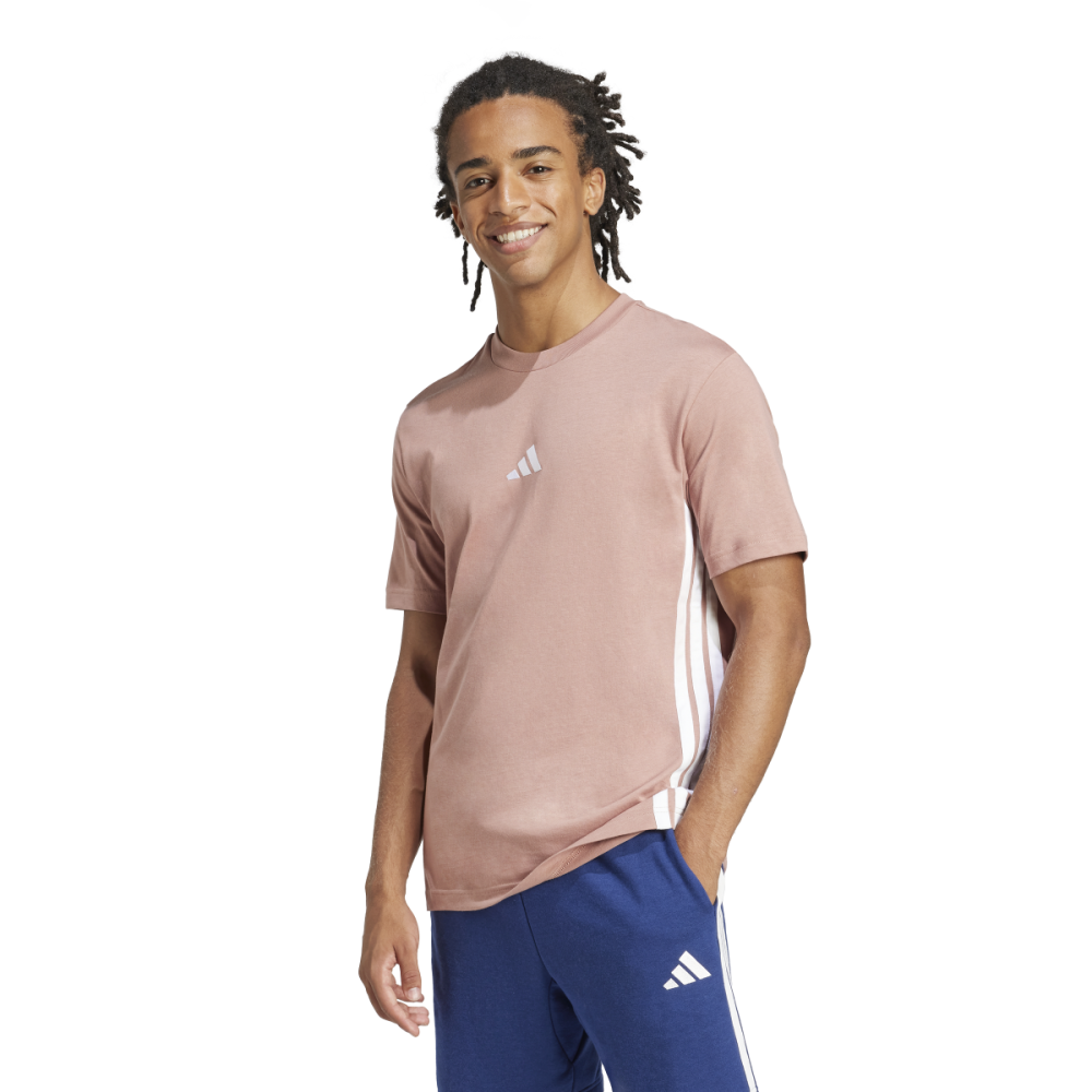 Camiseta Adidas Essentials 3 Stripes Masculina Rosa 1
