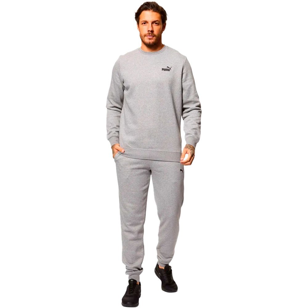 Blusão Puma Ess Small No. 1 Logo Crew Masculino  Cinza 3