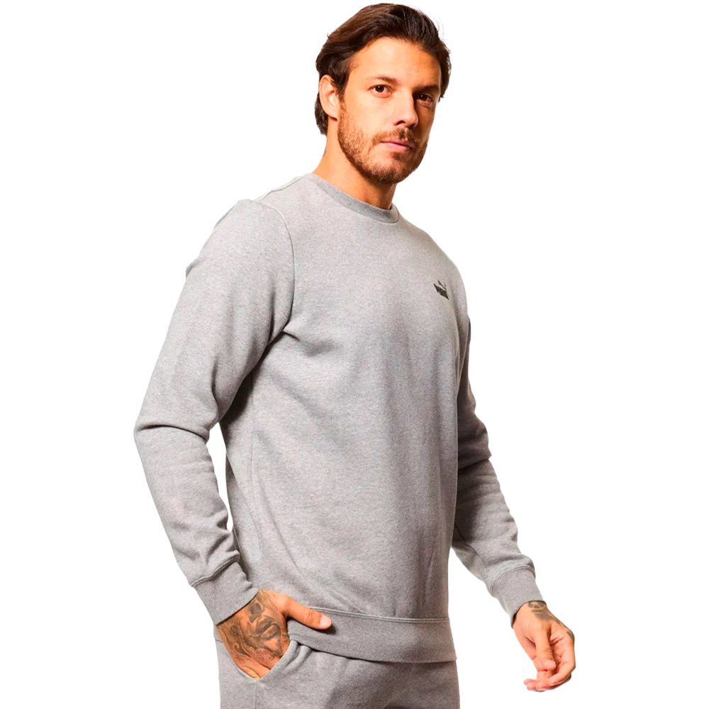 Blusão Puma Ess Small No. 1 Logo Crew Masculino  Cinza 4
