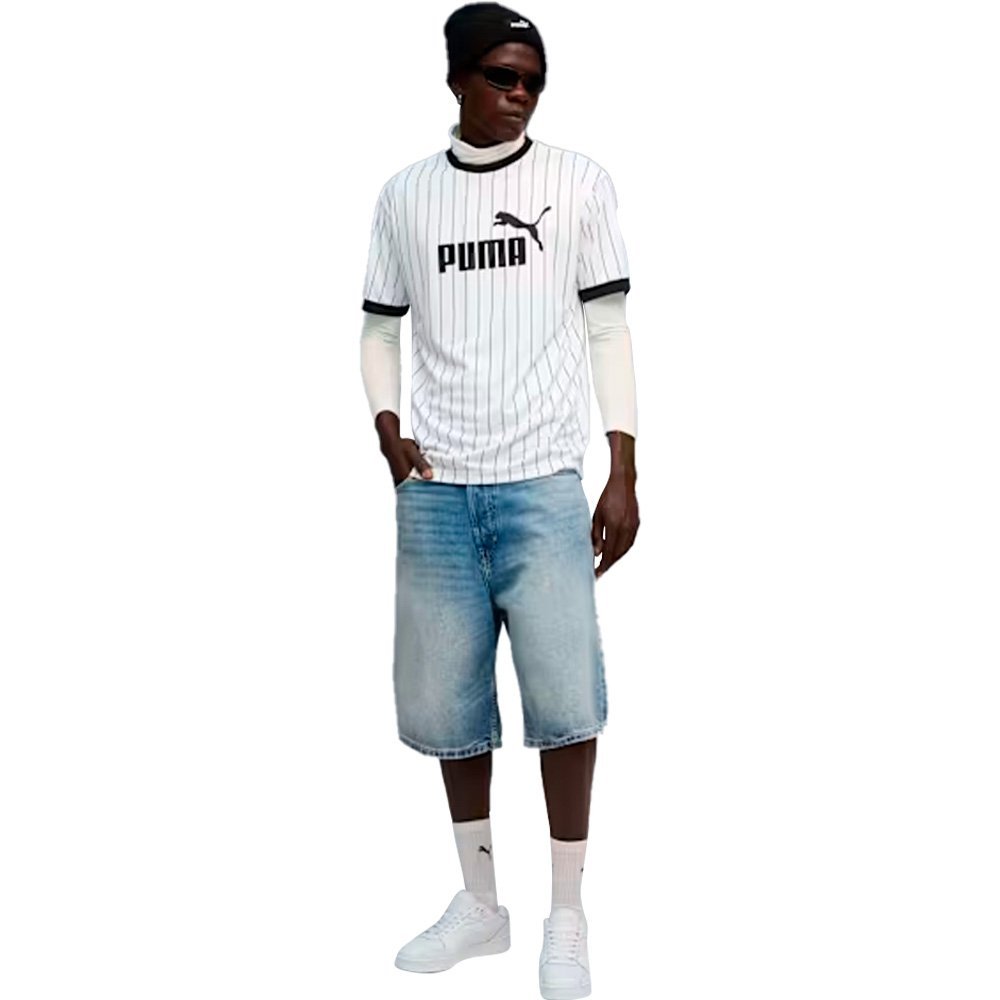 Camiseta Puma Essentials Striped Masculina Branco 3