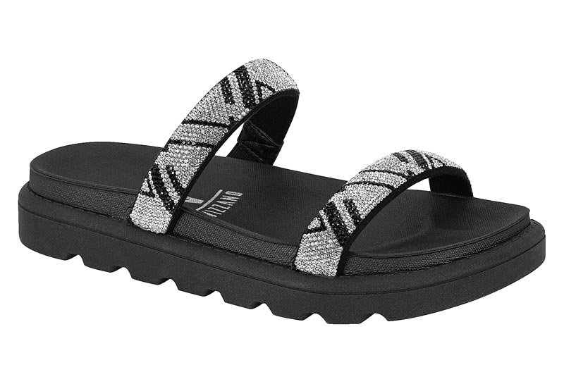 Sandália Feminina Vizzano Papete com Cristais 6459-110 Preto 1