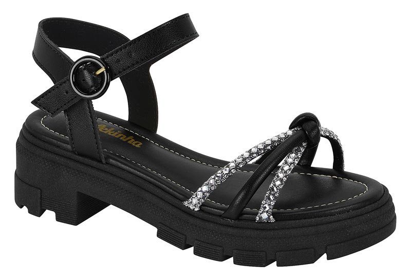 Sandália Infantil Tratorada Molekinha Com Cristais 2350-106 Preto 1