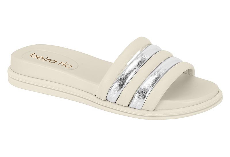 Sandália Slide Feminina Papete Beira Rio 8528-103 Branco 1