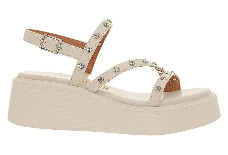 Sandália Feminina Vizzano Plataforma Papete com Padrarias 6525-101 Branco 2