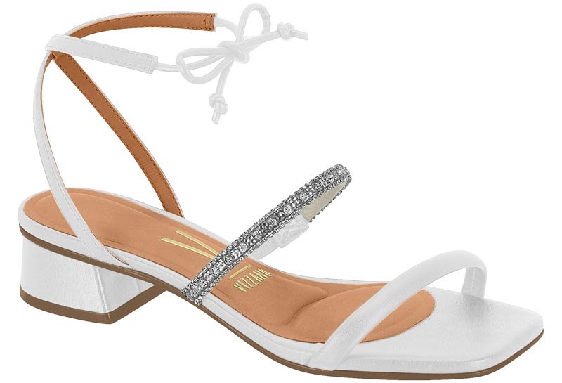 Sandália Feminina Casual Salto Baixo Vizzano 6454-125 Branco 1