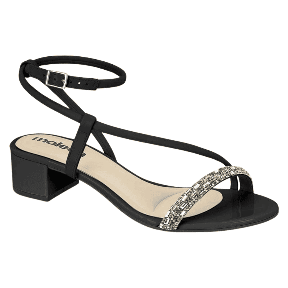 Sandália Feminina Moleca Salto Baixo Casual Com Brilho 5259-872