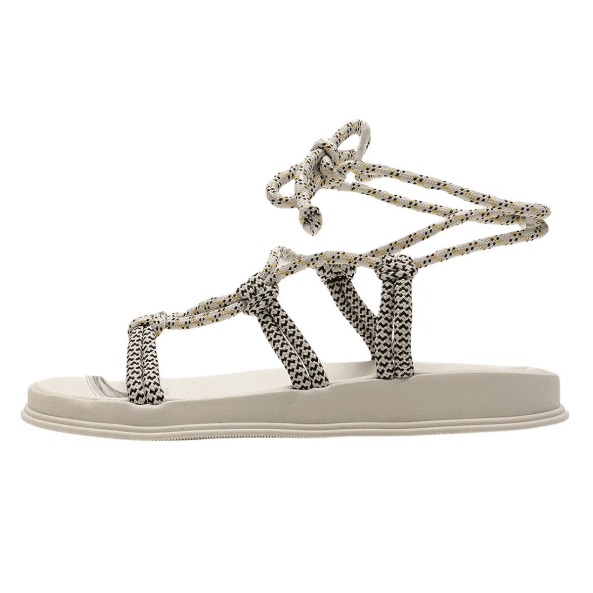 Sandália Feminina Casual Moleca Com Amarração 5509-107 Off White 4