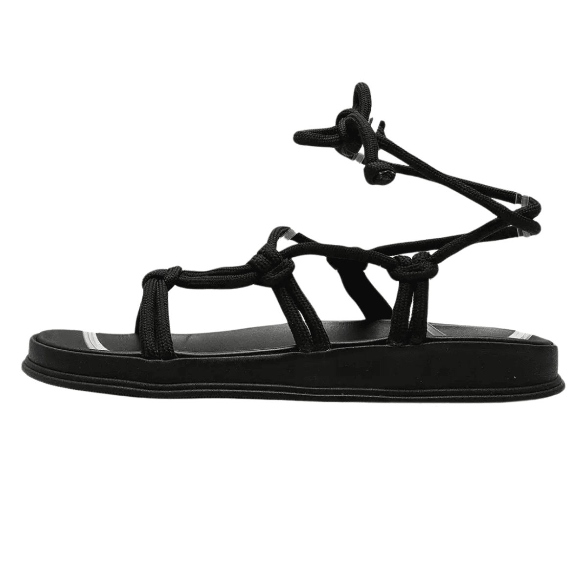 Sandália Feminina Casual Moleca Com Amarração 5509-107 Preto 2