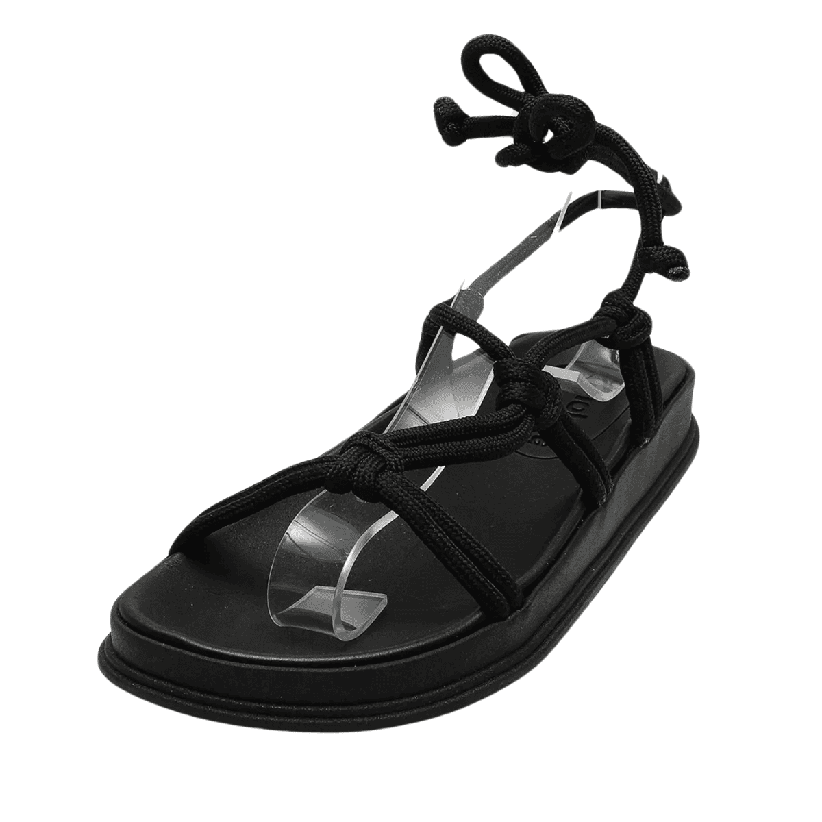 Sandália Feminina Casual Moleca Com Amarração 5509-107 Preto 5