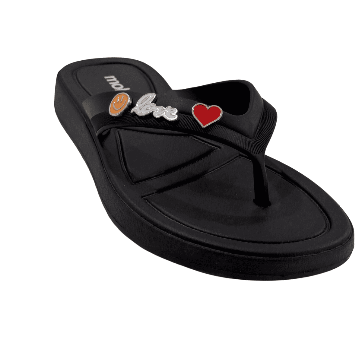 Chinelo Feminino Moleca Super Leve Com Aplicações 5548-101 Preto 5