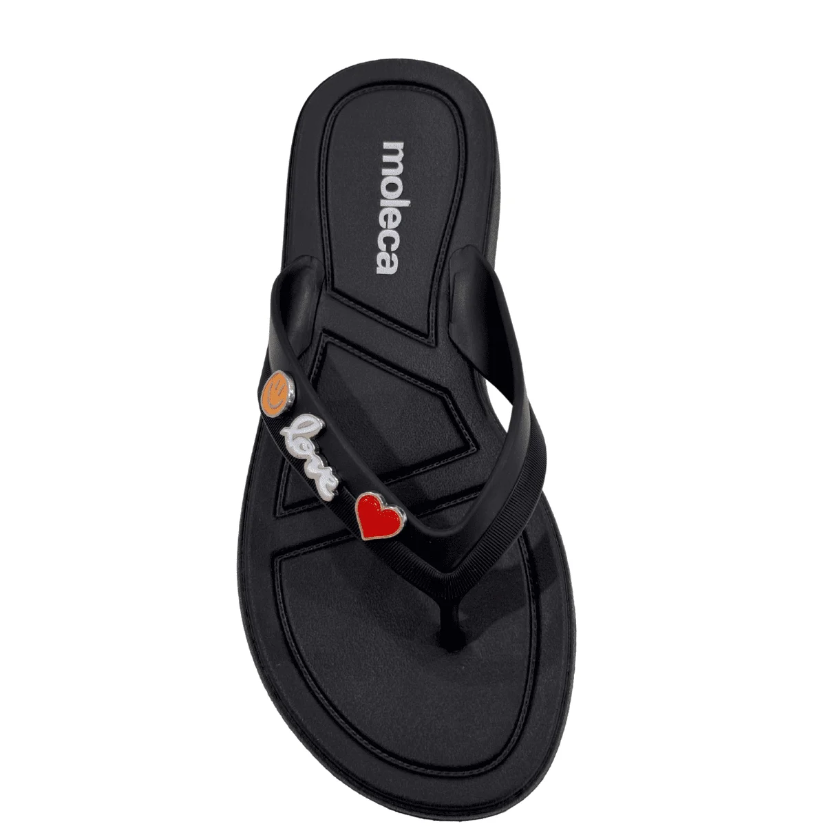 Chinelo Feminino Moleca Super Leve Com Aplicações 5548-101 Preto 3