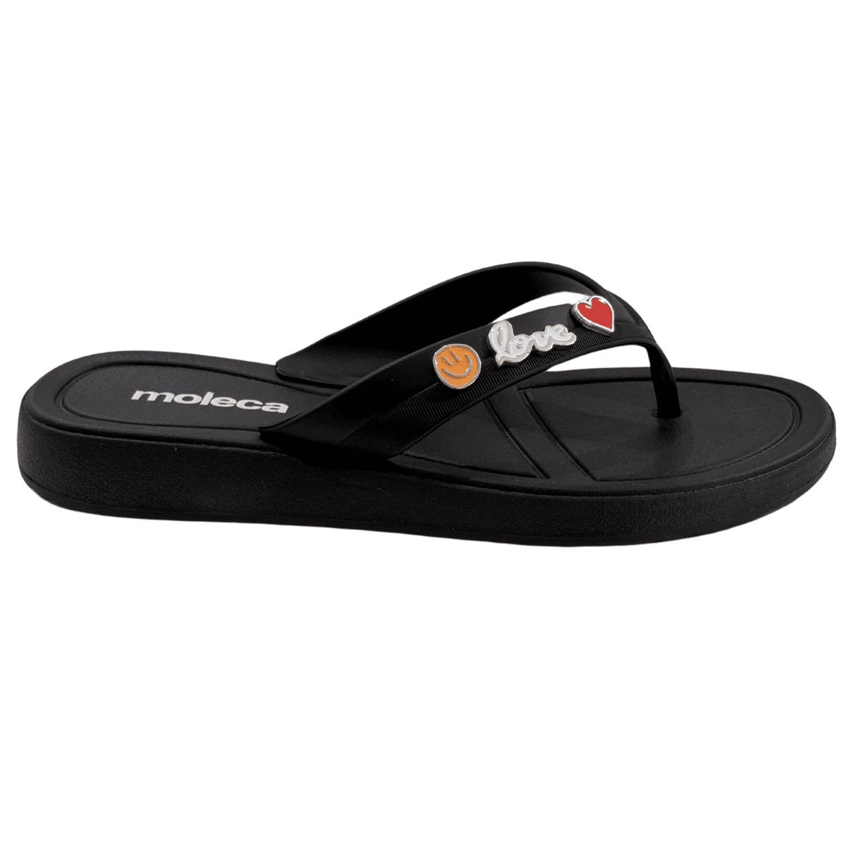 Chinelo Feminino Moleca Super Leve Com Aplicações 5548-101 Preto 4