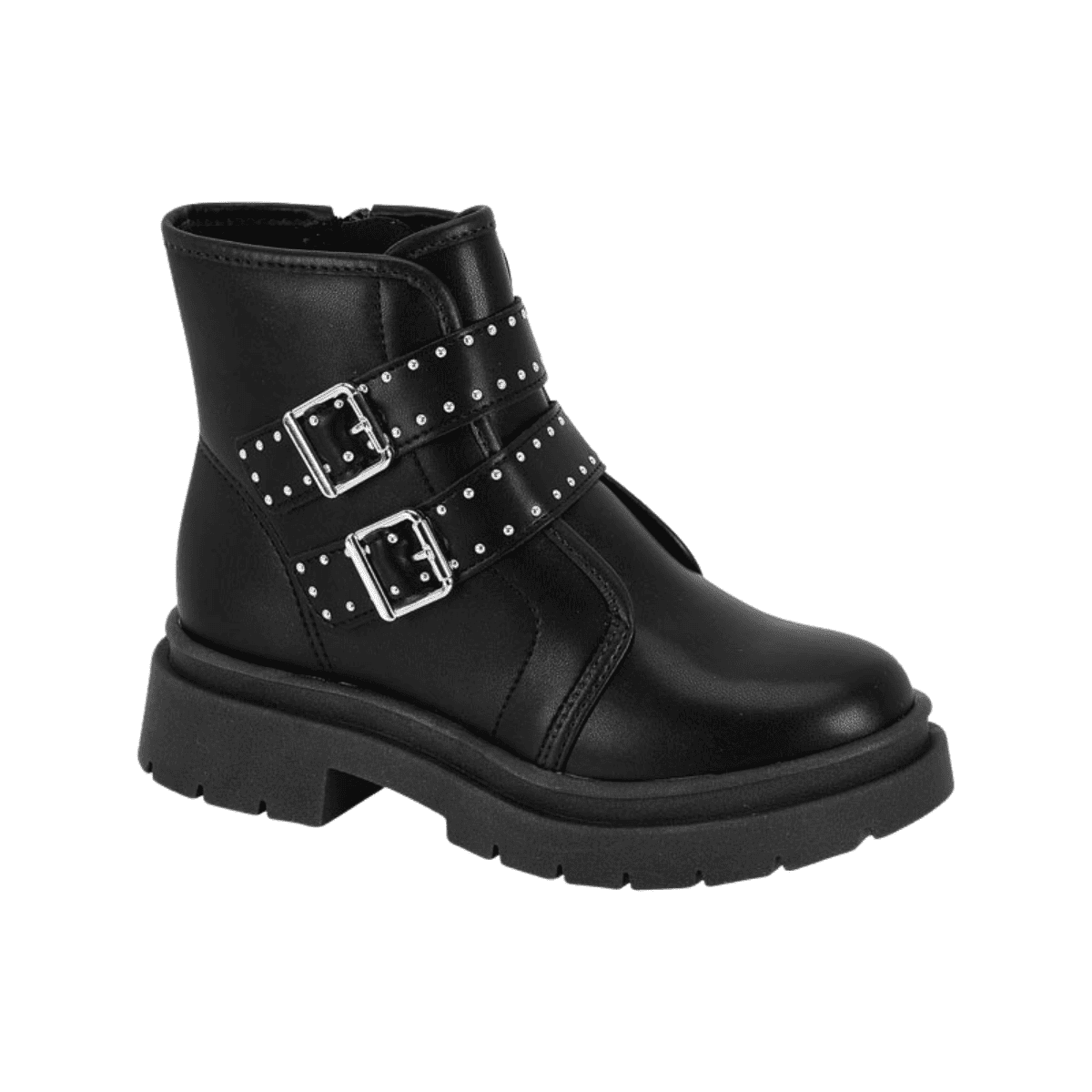 Bota Coturno Infantil Feminina Molekinha com Tachas e Fivelas 2182-114 Preto 1