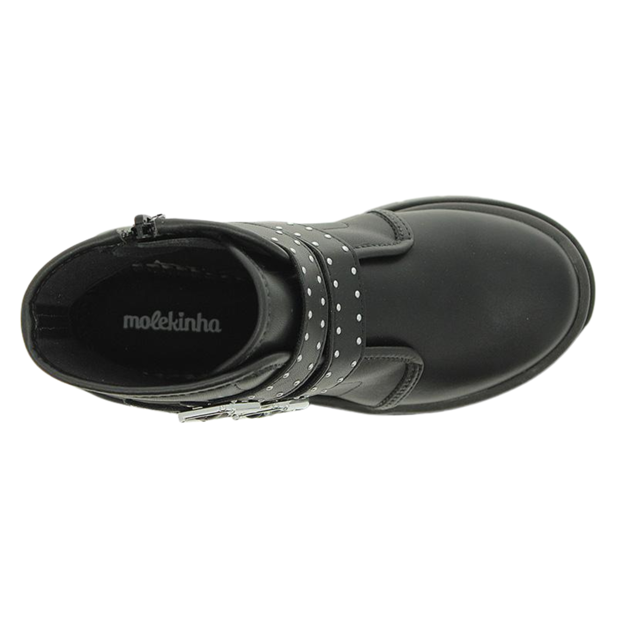 Bota Coturno Infantil Feminina Molekinha com Tachas e Fivelas 2182-114 Preto 5