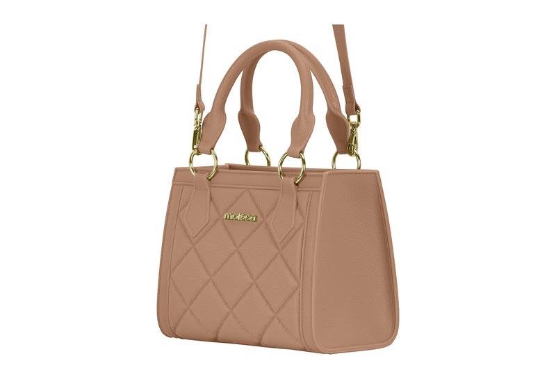 Bolsa Feminina com Alça de Mão e Transversal Moleca 50040-1 Nude 2