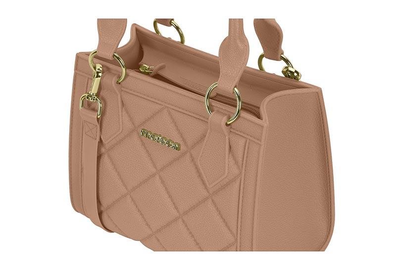 Bolsa Feminina com Alça de Mão e Transversal Moleca 50040-1 Nude 4