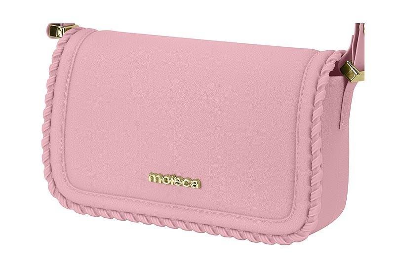 Bolsa Feminina Moleca Tiracolo com Detalhe Trançado 50050-1 Rosa 4
