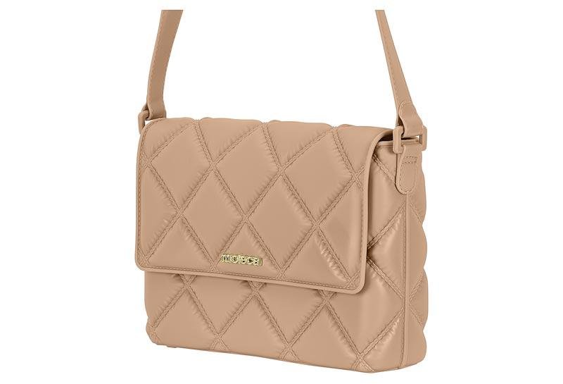 Bolsa Feminina Moleca Matelassê em X 50055-1 com Alça Transversal Nude 2