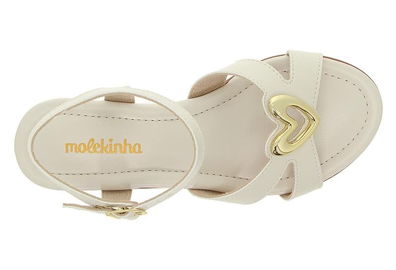 Sandália Infantil Molekinha com Detalhe de Coração Dourado 2318-148 Off White 4