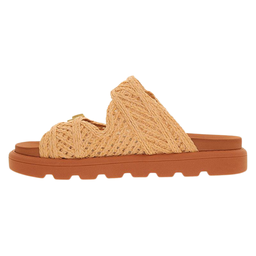 Sandália Feminina Papete Vizzano 6510-119 Trama Natural com Fivela Dourada Bege 2