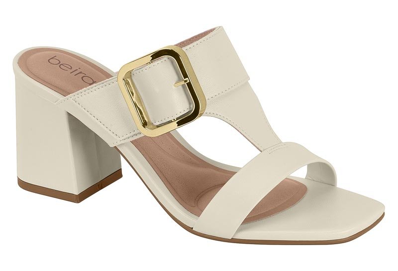 Tamanco Feminino Beira Rio Salto Bloco 8436-240 Off White 1