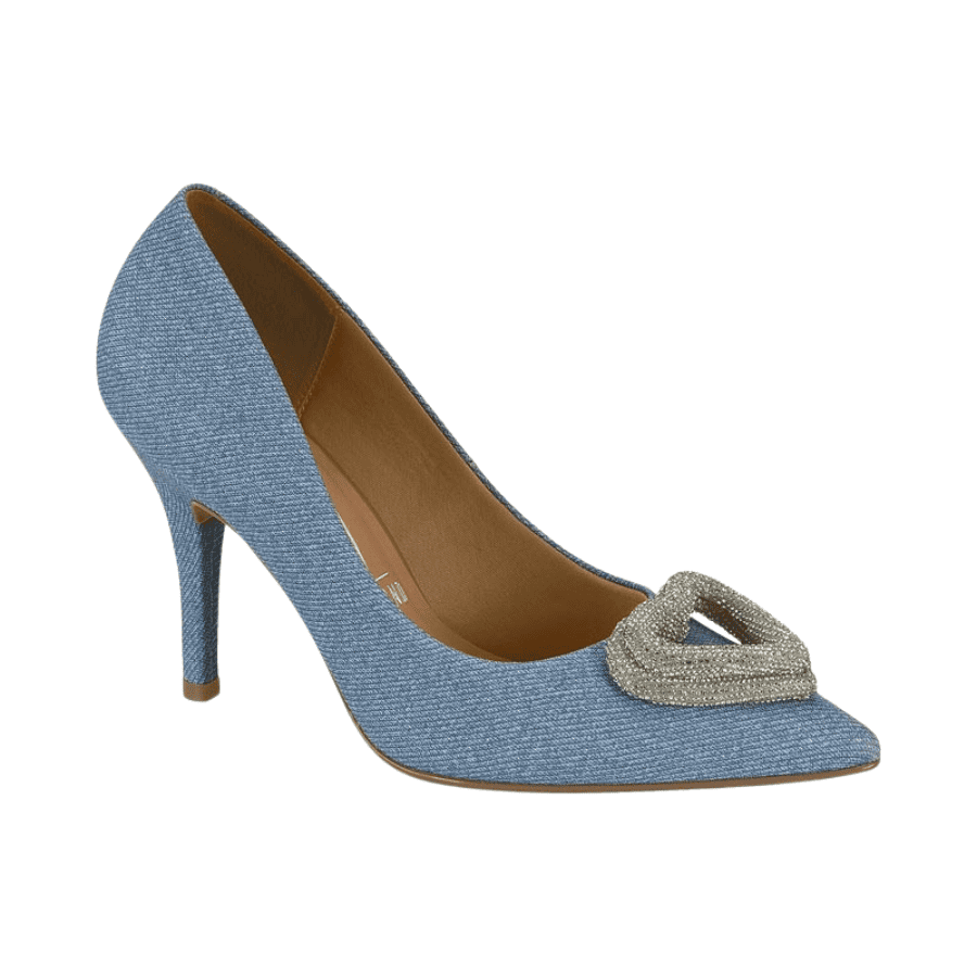 Scarpin Feminino Vizzano 1184-1178 Jeans com Coração Brilhante