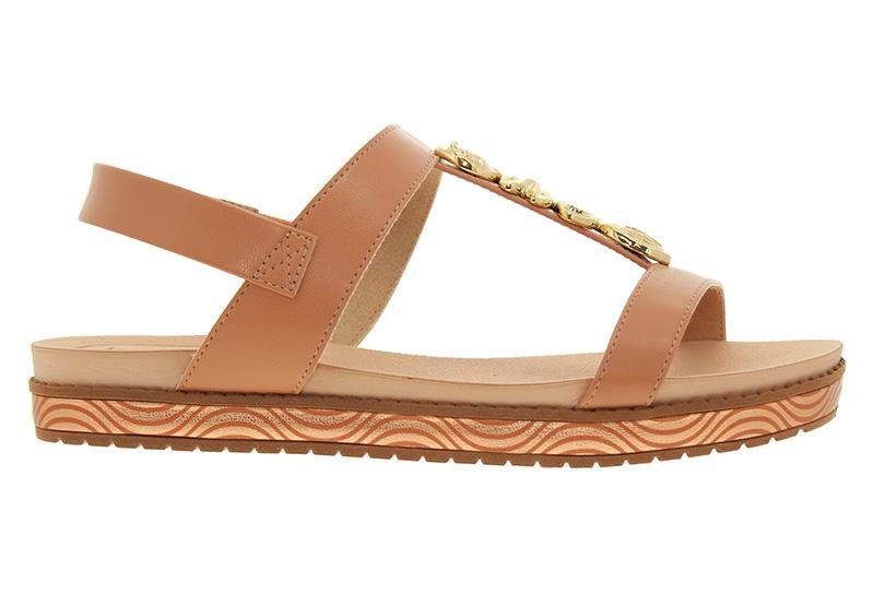 Sandália Papete Beira Rio com Detalhe Dourado 8321-1958 Bege 2