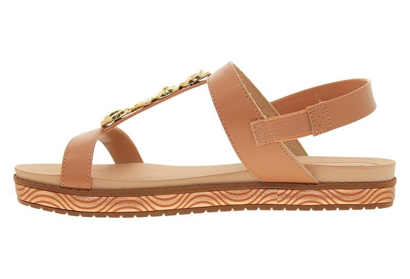 Sandália Papete Beira Rio com Detalhe Dourado 8321-1958 Bege 3