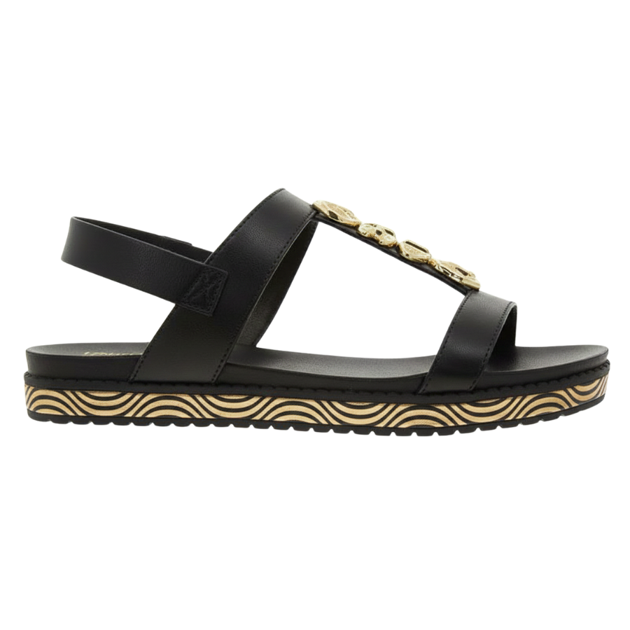 Sandália Papete Beira Rio com Detalhe Dourado 8321-1958 Preto 2