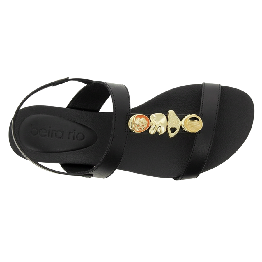 Sandália Papete Beira Rio com Detalhe Dourado 8321-1958 Preto 3