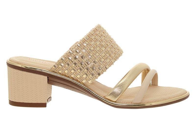 Tamanco Feminino Beira Rio com Tira Metalizada 8379-254 Dourado 3