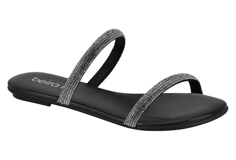 Rasteira Feminina Beira Rio com Tiras de Strass 8384-752