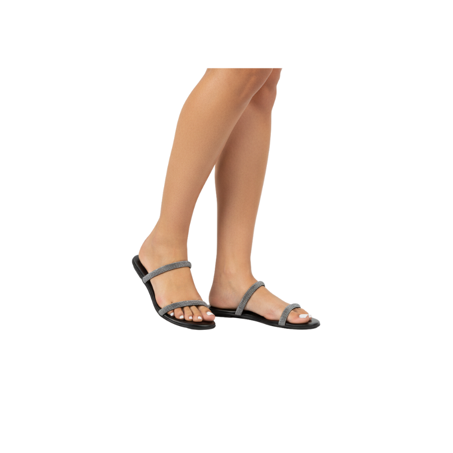 Rasteira Feminina Beira Rio com Tiras de Strass 8384-752 Preto 2