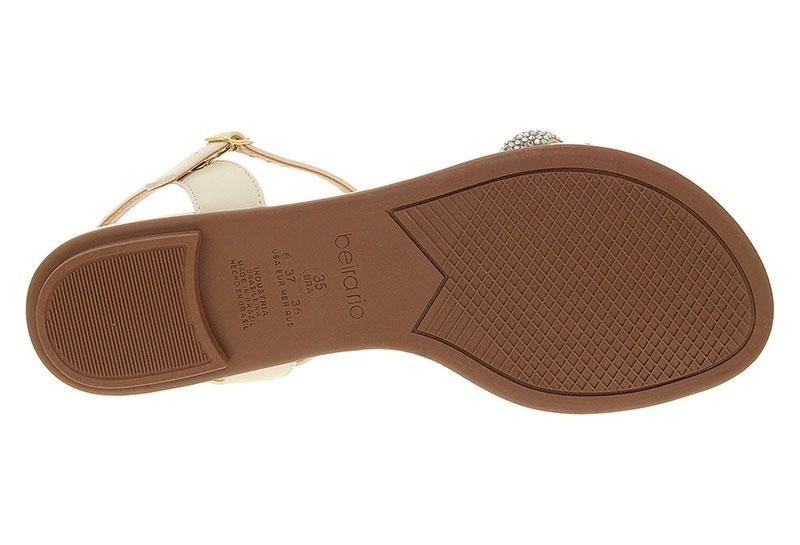 Sandália Rasteira Feminina Beira Rio com Tiras de Strass 8384-768 Off White 6