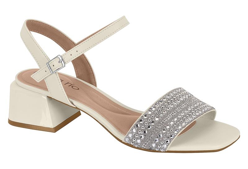 Sandália Feminina Beira Rio Salto Bloco e Strass 8423-232