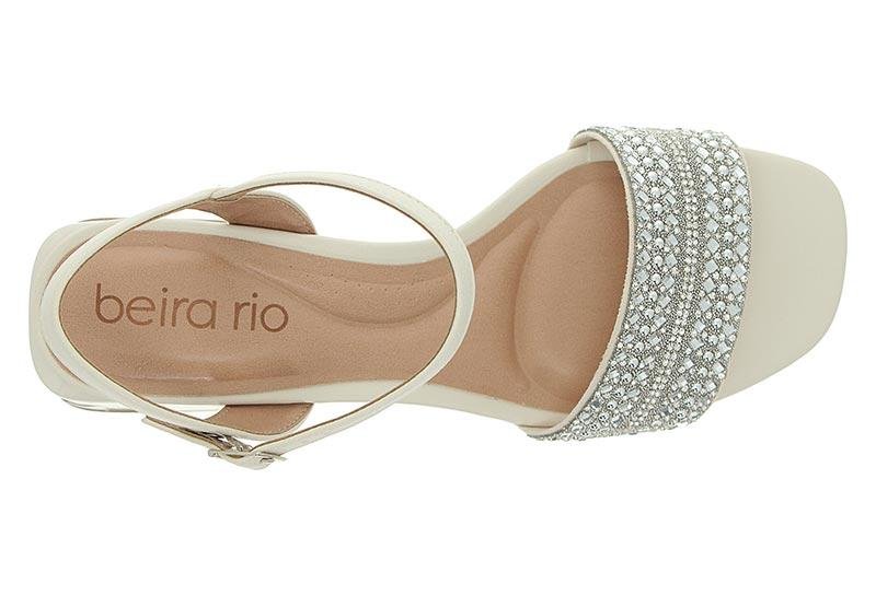 Sandália Feminina Beira Rio Salto Bloco e Strass 8423-232 Prata 5