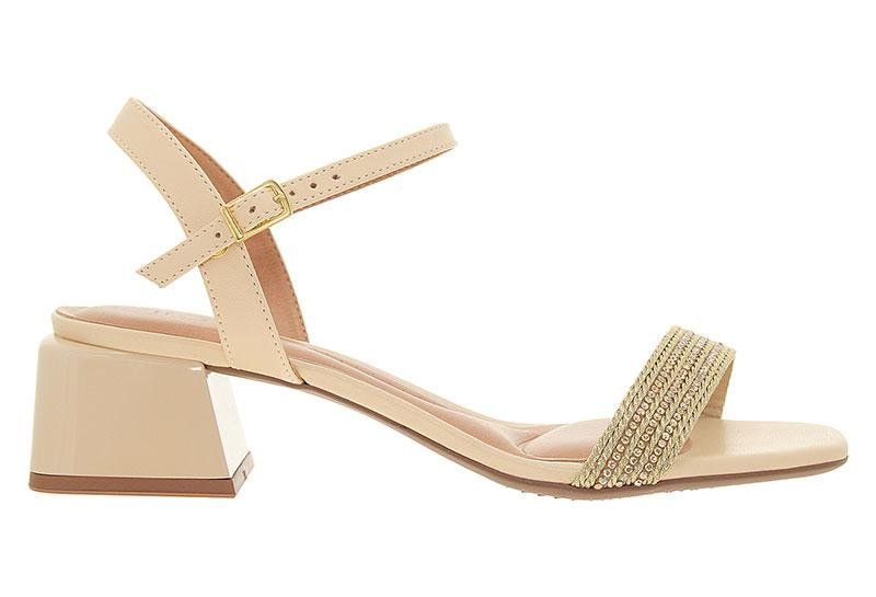 Sandália Feminina Beira Rio Salto Bloco Tira Trançada 8423-240 Bege 3