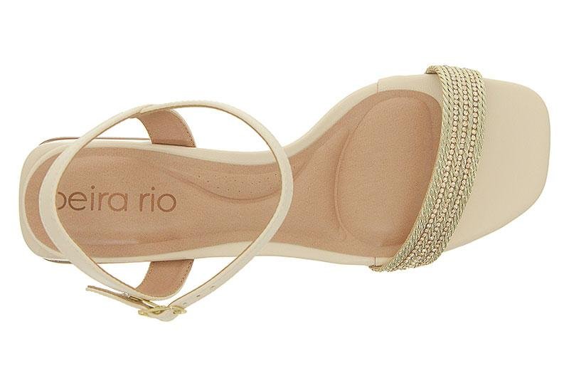 Sandália Feminina Beira Rio Salto Bloco Tira Trançada 8423-240 Bege 5