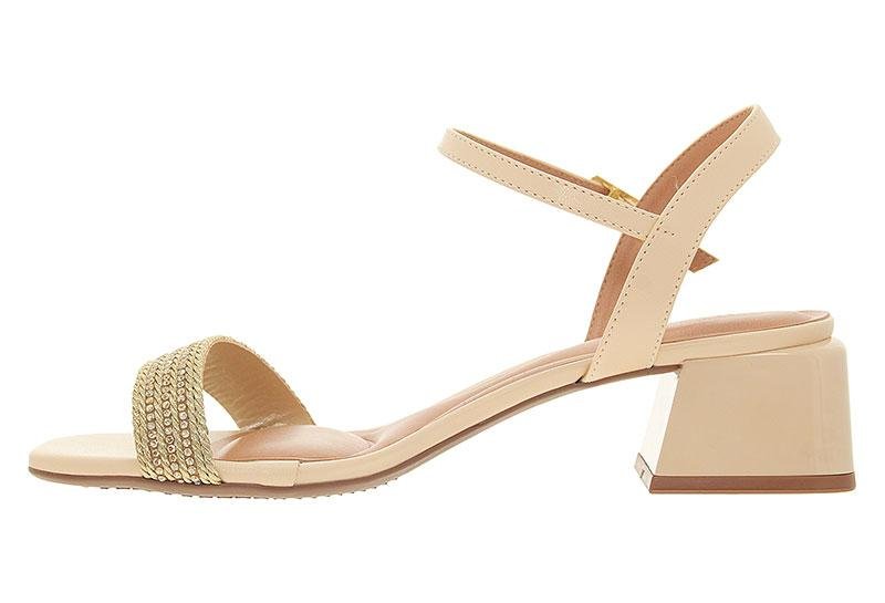 Sandália Feminina Beira Rio Salto Bloco Tira Trançada 8423-240 Bege 4