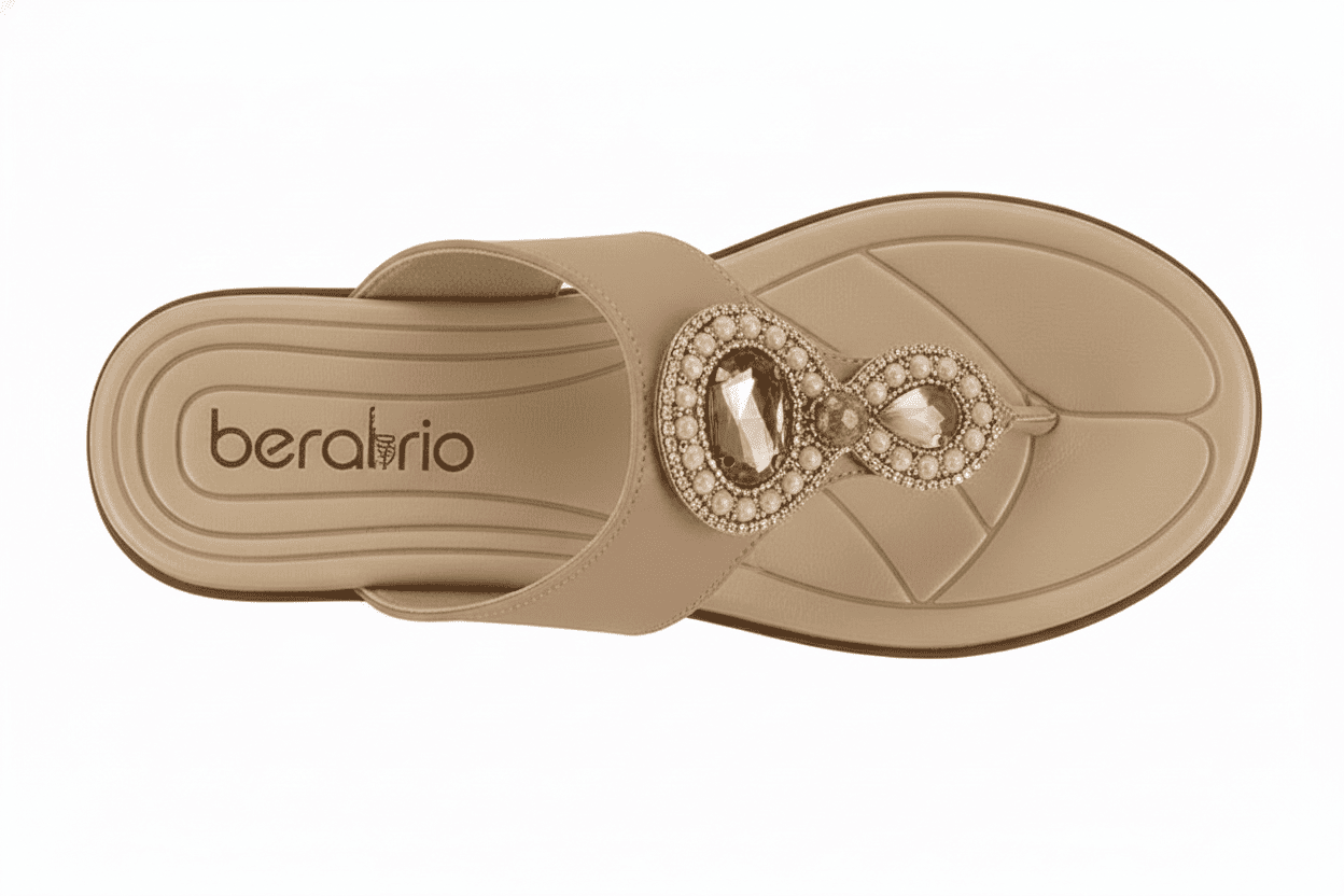 Rasteirinha Feminina Beira Rio com Pedrarias 8507-119 Bege 2