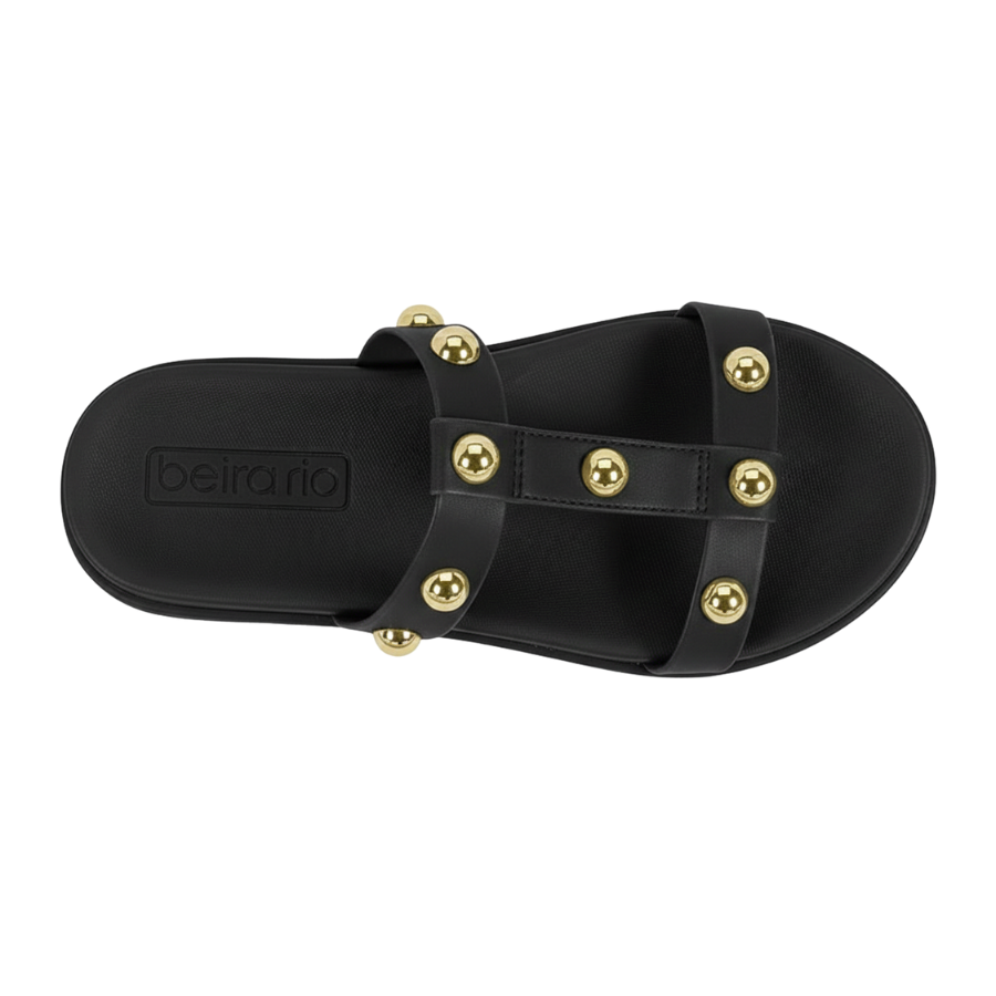 Sandália Feminina Beira Rio com Detalhes Dourados 8529-107 Preto 2